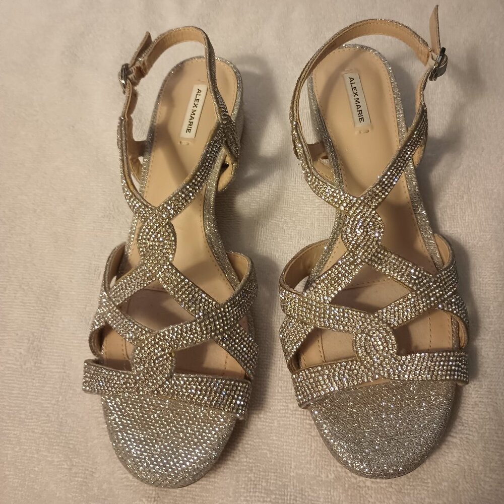 Alex Marie rhinestone silver strappy sandals SZ 8.5M